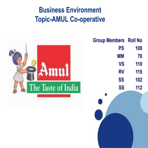 Amul Corporation- Business Environment