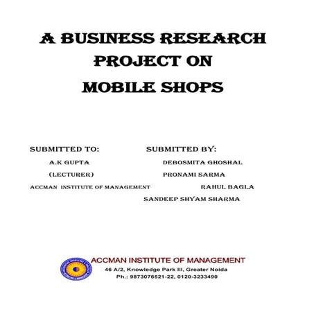 Businese research project on mobile shops