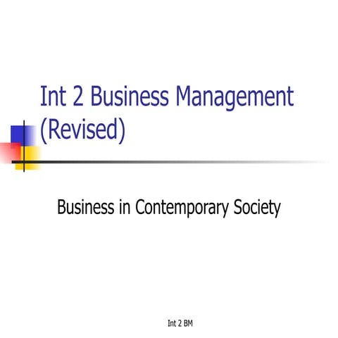 Business in a Contemporary Society Int 2