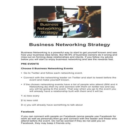 Business networking strategy