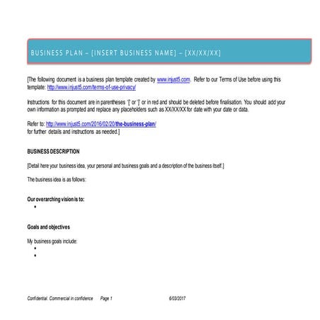 Business plan template to start a small business – free