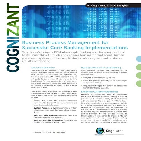 Business Process Management for Successful Core Banking Implementations