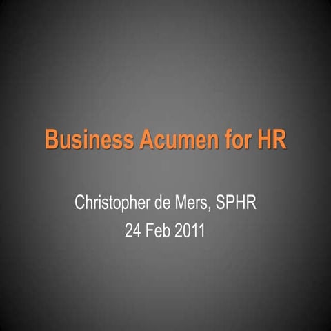 Business Acumen For Hr Long