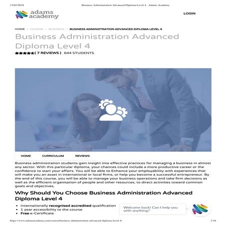 Business administration advanced diploma level 4 - Adams Academy
