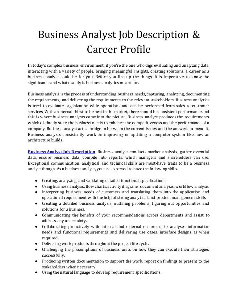 business analyst job description amp career profile senior business analyst job description