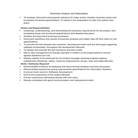 Project analyst job description | PPTX