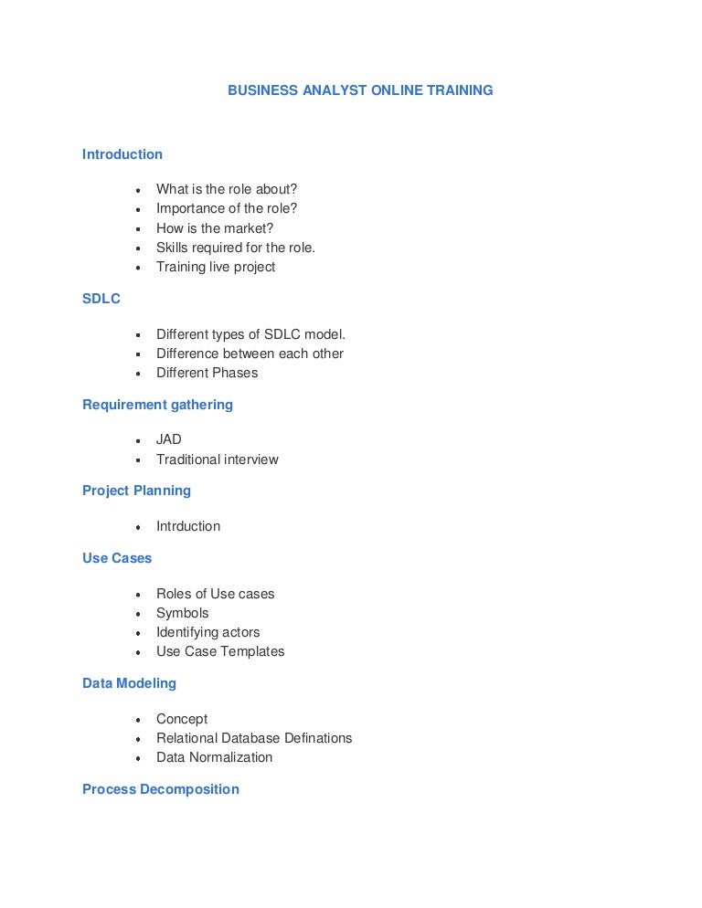 BUSINESS ANALYST TRAINING