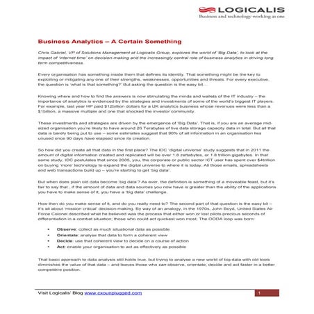 Business analytics   a certain something