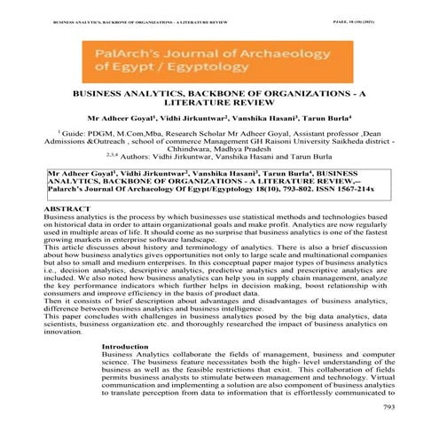 BUSINESS ANALYTICS, BACKBONE OF ORGANIZATIONS - A LITERATURE REVIEW.pdf