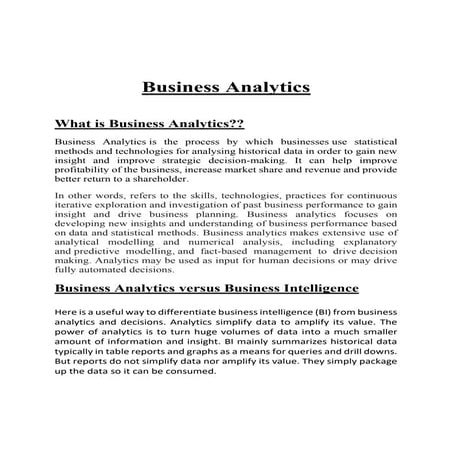 Business analytics course