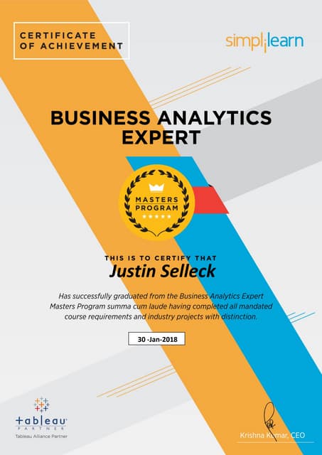 Business Analytics Certificate Gatech Business analytics expert certificate | PDF