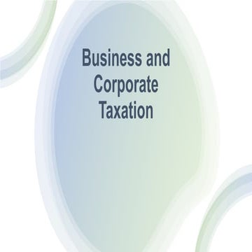 Business and corporate taxation