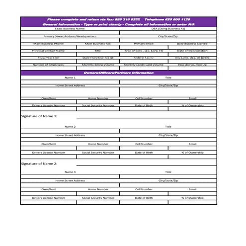 Business and funding general application