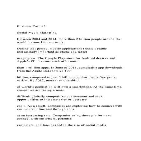 Business Case #3 Social Media Marketing Between 2004 a.docx
