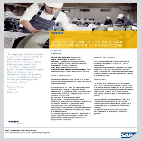Business Case SAP Fast-Start: Bome Srl
