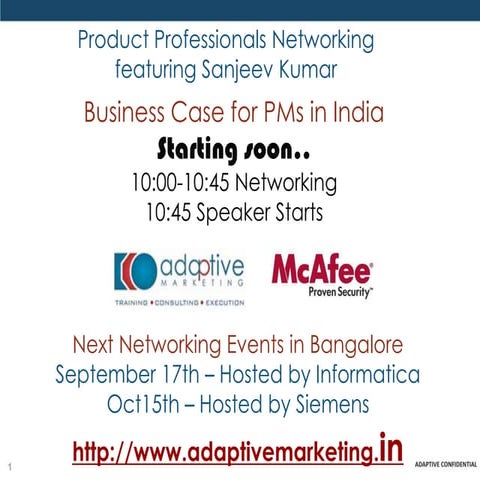 Business case for having Product Managers in India: Hosted by Adaptive Market...