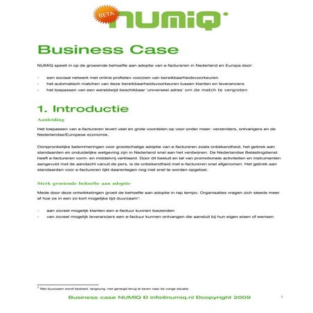 Business Case Numiq