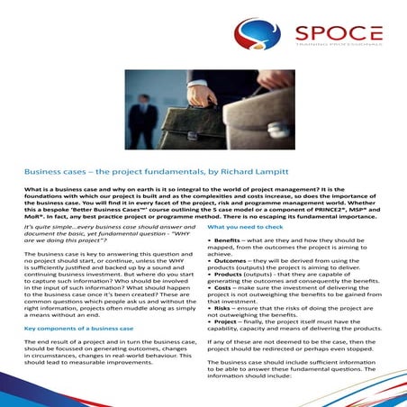 Business cases, the project fundamentals