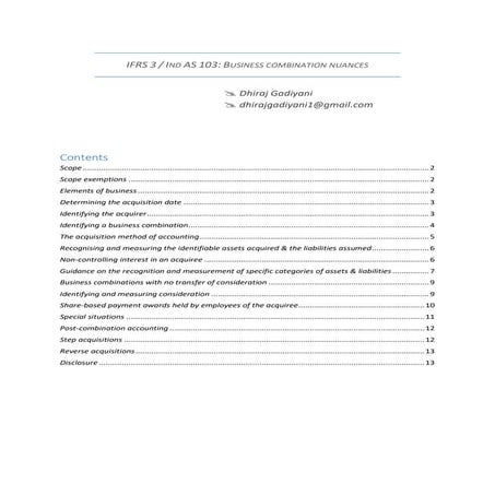 Business combination nuances - IFRS 3