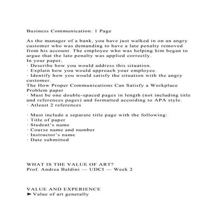 Business Communication 1 PageAs the manager of a bank, you ha.docx