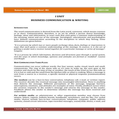 Business Communication Lab Manual for MBA by Raja Rao Pagidipalli