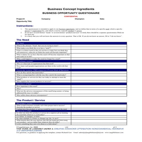 Business Concept Template