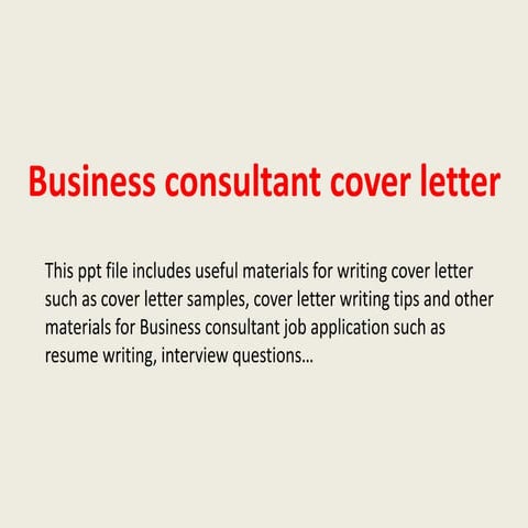 Business consultant cover letter
