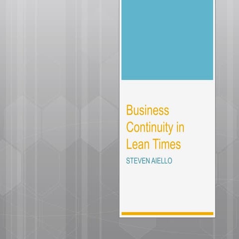 Business continuity in the lean times