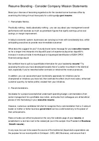 Resume Branding - Consider Company Mission Statements Branding Expert Resume Branding Expert Resume Resume Branding - Consider Company Mission Statements