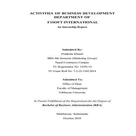 Intern report on business development department of F1Soft International