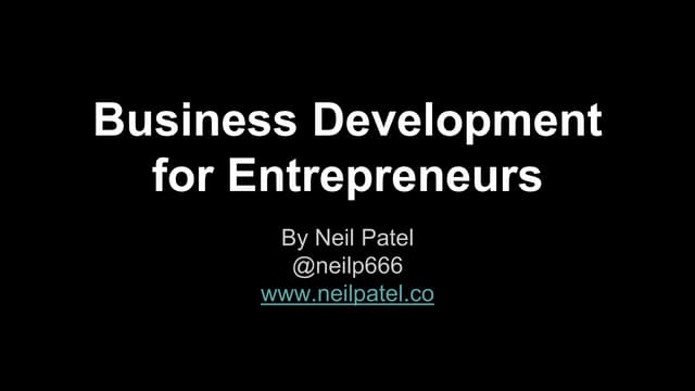 Business development for entrepreneurs