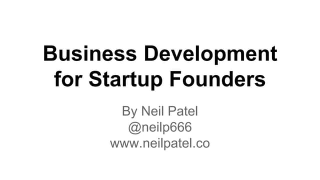 Business development for startup founders