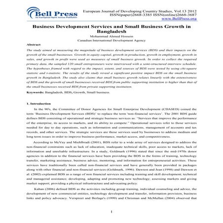 Business development services and small business growth in