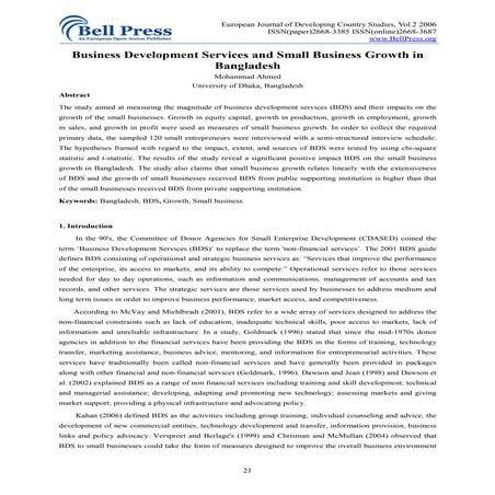 Business development services and small business growth in bangladesh