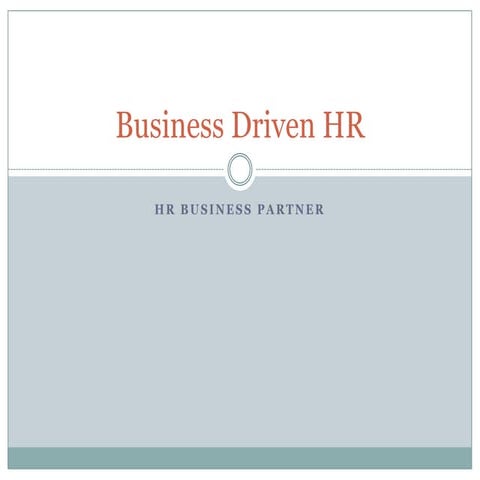 Business Driven Human Resources