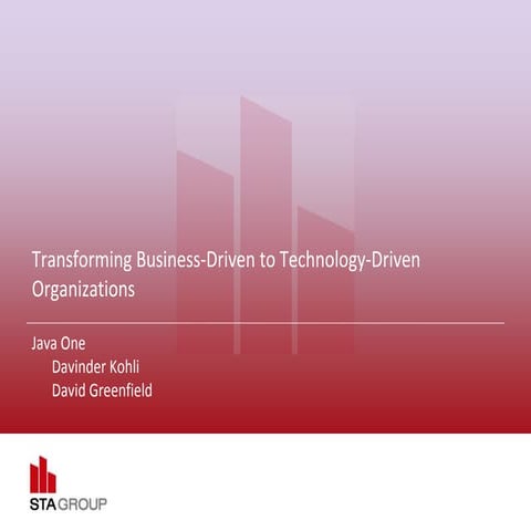 Transforming Business driven to Technology driven organizations