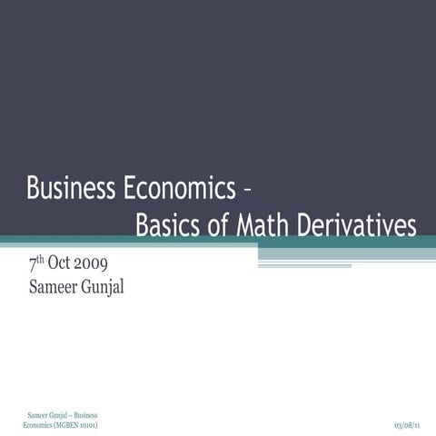 Business economics   basics of math derivatives
