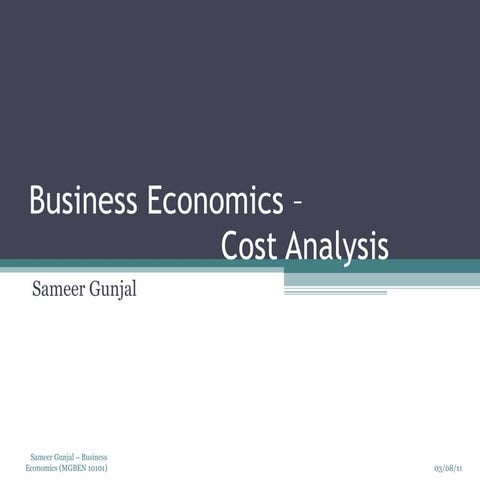 Business economics   cost analysis