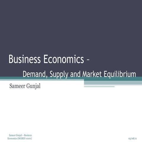 Business economics   demand, supply and market equilibrium