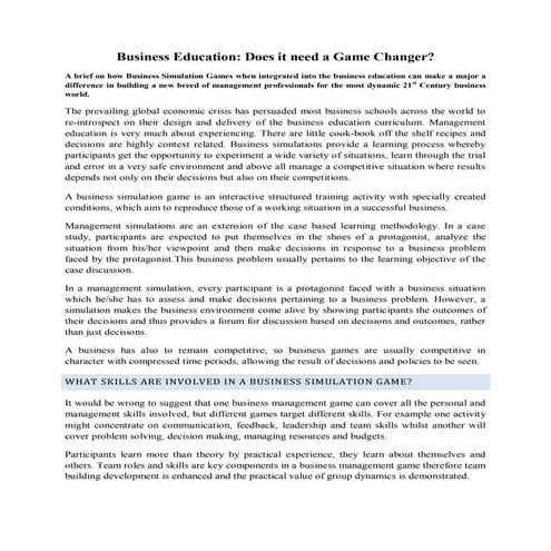 Introduction Business Enterprise Simulation Pptx