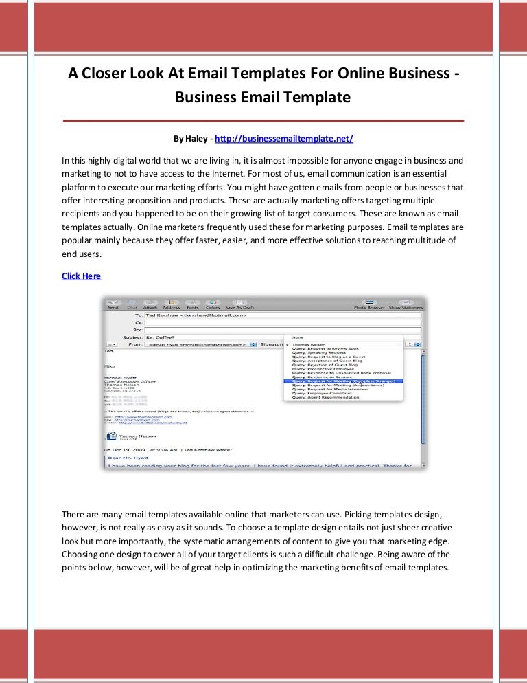 Business email template