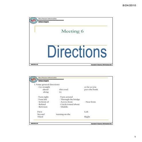 Giving Directions A | PDF
