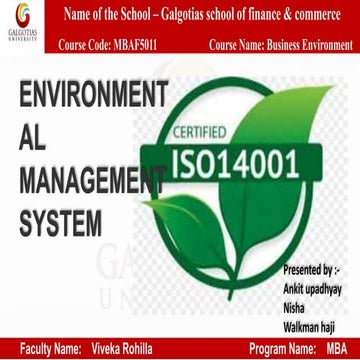 Environmental Management System ISO14001