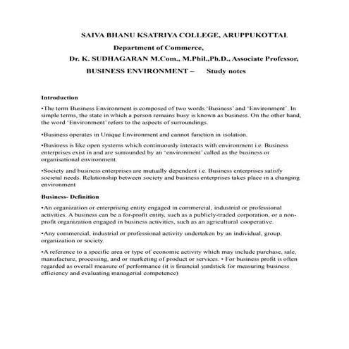 Business environment