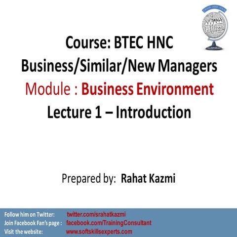 Business environment lecture 1   Rahat Kazmi