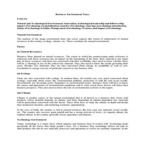 Business environment notes 1