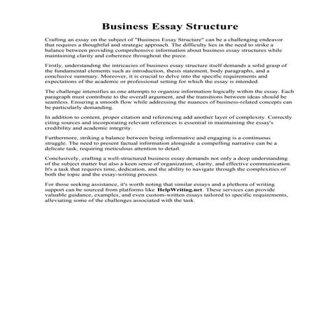 Business Essay Structure