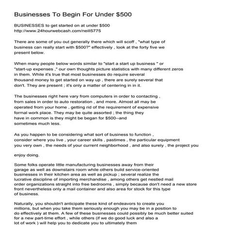 Businesses To Begin For Under $500