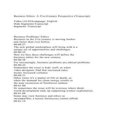 Business Ethics A 21st-Century Perspective (Transcript)Video .docx
