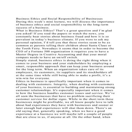 Business Ethics and Social Responsibility of BusinessesDuring th.docx
